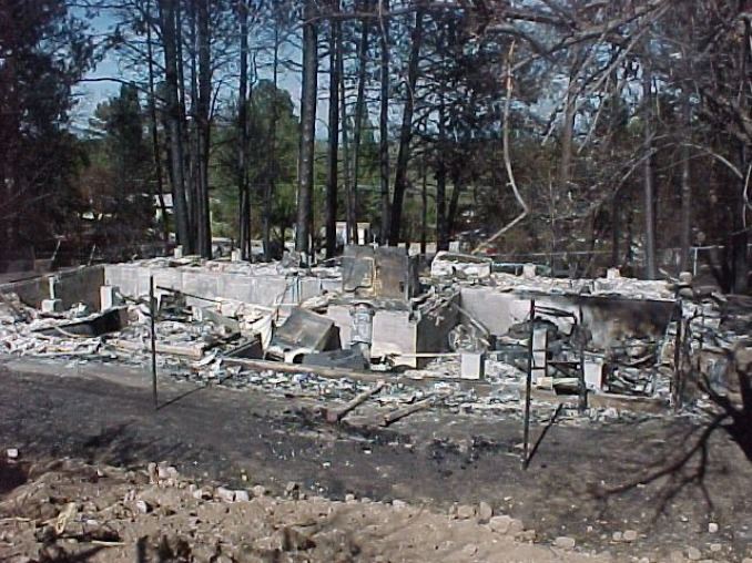 Home burnt to the ground following wild fire. 