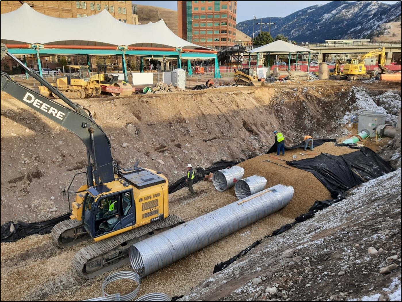 Storm water construction at Caras Park